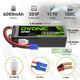 OVONIC 3S 6000mAh 11.1V 130C Lipo Battery with EC5 Plug